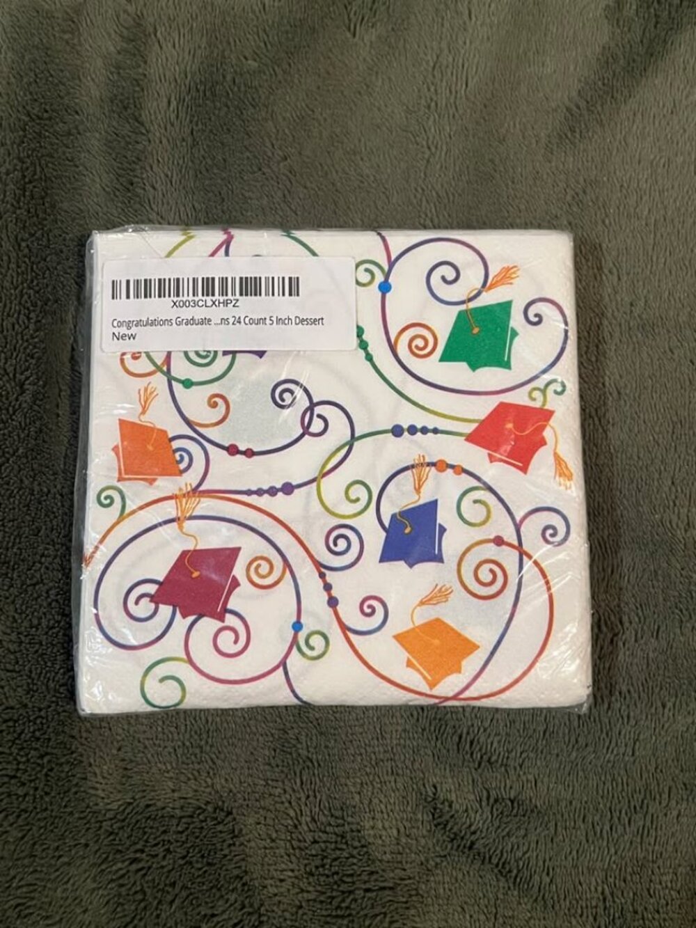 Unique Graduation Napkins 24ct Multicolor Caps Small Beverage Party Supplies 5x5 - Picture 3 of 4